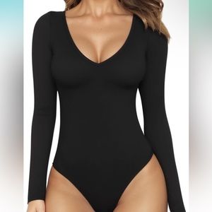 MANGOPOP Deep V Neck Long Sleeve Tops Medium for Women Clothing